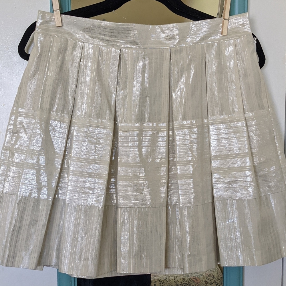 1 State Metallic Pleated Mini Shirt
